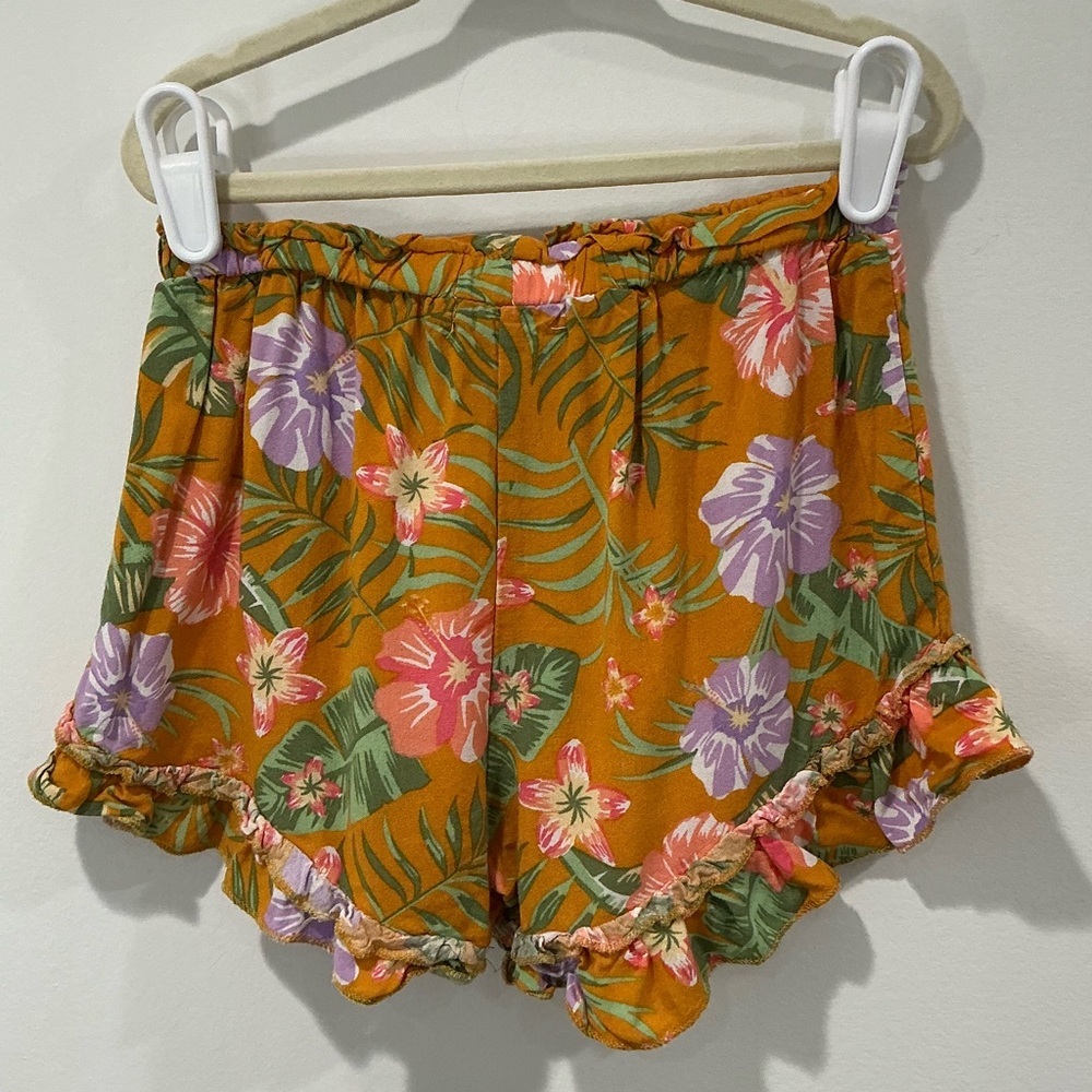 KIDS: Btween Orange Floral Top and Shorts Set - Picture 6 of 7
